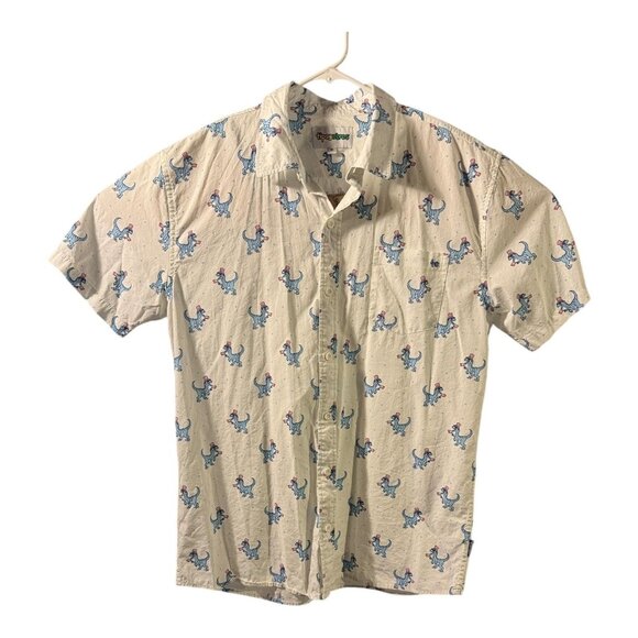 Tipsy Elves Shirt Mens XL Dinosaur Patriotic Button Up Short Sleeve Fun Novelty - Picture 1 of 8